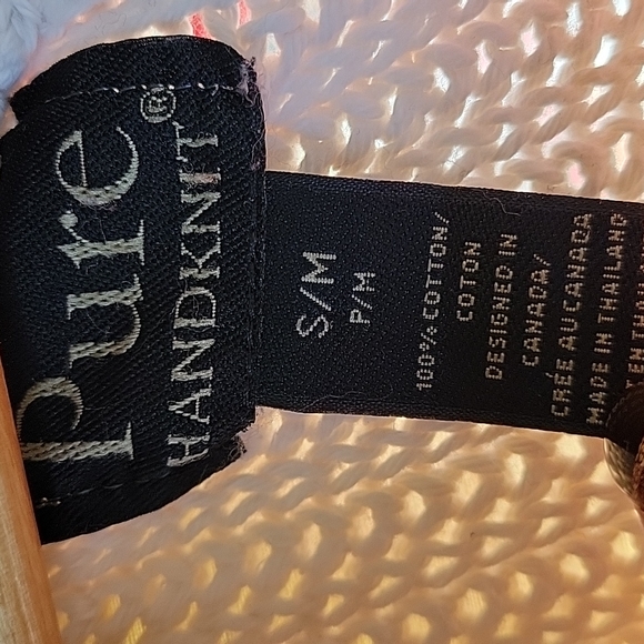 PURE Handknit 100% cotton, 3/4 sleeve, knit cropped tie back sweater size S/M - Picture 6 of 11